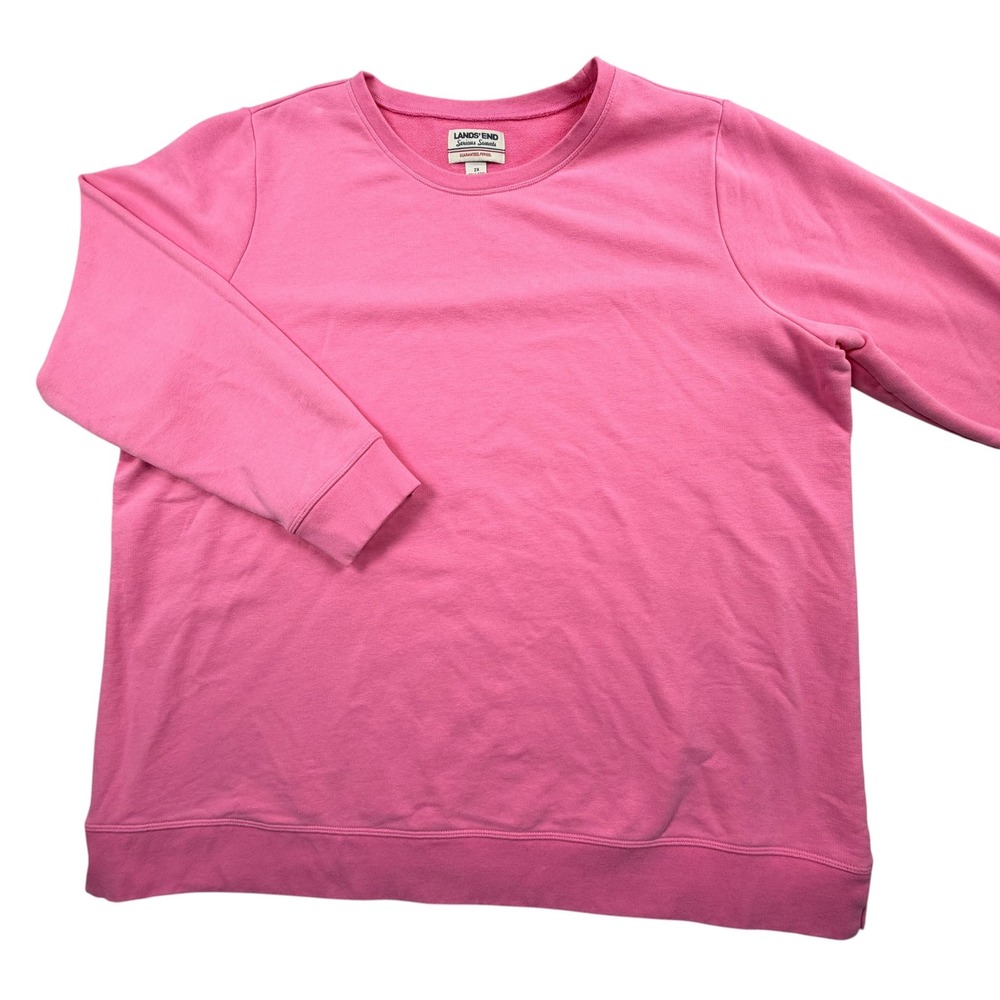 Lands End Serious Sweats Sweatshirt Womens 2X Pink Crew Neck Long Sleeve Top